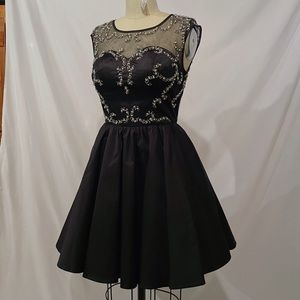 Black Cocktail Dress with Silver Beaded Detailing